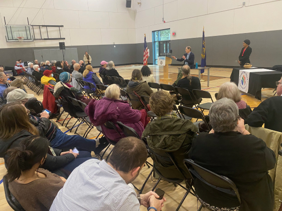 Ron speaking at a town hall