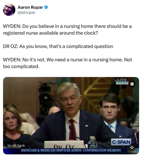 Wyden questions Dr. Oz on health care and AI use